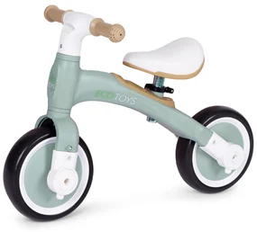 Odrážadlo/ Balančný bicykel s pedálmi 3v1 zelené, ECOTOYS