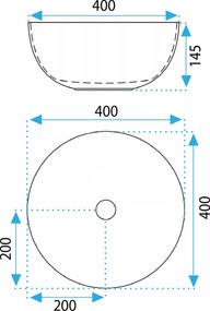 Rea Erica, umývadlo na dosku 400x400x145 mm, biela lesklá, REA-U0602