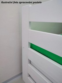 Detská posteľ z masívu borovice MONI s prístelkou a šuplíky - 200x90 cm - BIELA