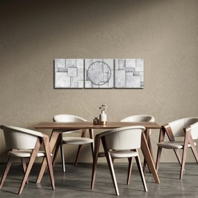Obraz - Abstrakcia betónových kachličiek (s hodinami) (90x30 cm)