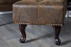 Taburet Chesterfield hnedý starožitný vzhľad