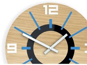 Sammer Kvalitné dubové nástenné hodiny ALLADYN - modrá 33 cm AlladynWoodBlue