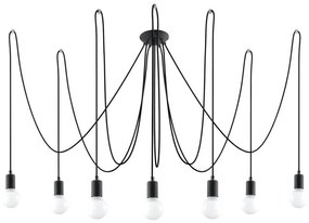 Sollux SL.0372 - Luster na lanku EDISON 7 7xE27/60W/230V pavúk čierna SLX0245