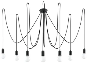 Sollux SL.0372 - Luster na lanku EDISON 7 7xE27/60W/230V pavúk čierna SLX0245