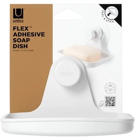 Biela nádobka na mydlo z recyklovaného plastu bez vŕtania Flex – Umbra