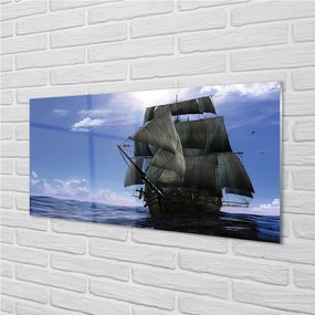Obraz plexi Morská oblačnosti loď 140x70 cm