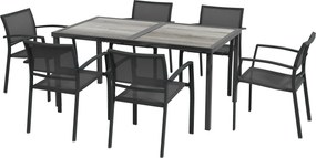 Outsunny Oceľový Záhradný Set 7 Dielny S 1 Stolom A 6 Stohovateľnými Kovovými Epoxy Textilénovými Stoličkami Tmavošedej Farby | Aosom