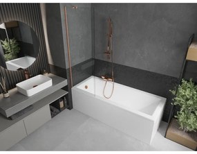 Mexen Next, 1-krídlová vaňová zástena 60 x 150 cm, 6mm číre sklo, medená matná, 895-060-000-00-00-65