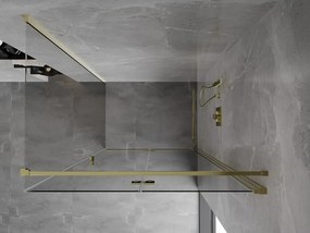 Mexen Mist-F T, 1-krídlový skladací sprchový kút pravý 120 x 70 cm, číre sklo, zlatý lesklý profil, 8A6T-120-070-50-00-P