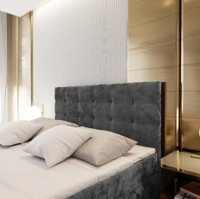 AKCIA Čalúnená posteľ boxspring GLORIEN VELVET 140x200 cm sivá II. akosť Matrac: Matrac Bonell pružinový