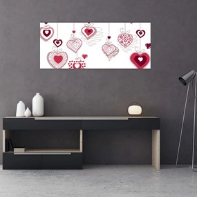Obraz maľovaných srdiečok (120x50 cm)