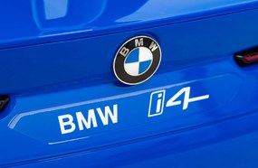 Ramiz BMW i4 Detské autíčko na batérie modré + pomalý štart + EVA + ekokoža + LED audio + diaľkové ovládanie