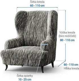Bielastické poťahy UNIVERSO NOVÉ žíhané čiernobiele kreslo ušiak (š. 60 - 110 cm)