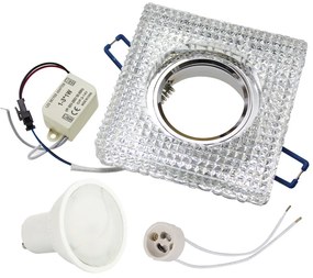 Závesné bodové svetlo BERGE BRG70454 crystal LED žiarovka GU10 5W - studená biela