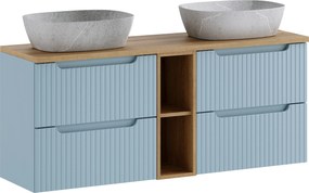 Comad Kúpeľňová skrinka s doskovými umývadlami set Nova Denim 140 denim/dub coast evoke