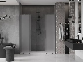 Mexen Velar Duo, posuvné sprchové dvere do otvoru 200 cm, 8mm sklo námraza, brúsený grafit, 871-200-000-32-95