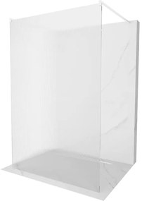 Mexen Kioto, sprchová zástena Walk-In 110 x 200 cm, 8mm sklo s rebrovým vzorom, biela profil, 800-110-002-20-09