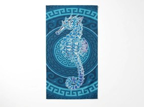 Rýchloschnúca XXL plážová osuška HIPPORA modrá 150 x 210 cm, 100% mikrovlákno
