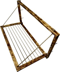 Sušiak na stenu - drevený, široký, tmavý, do kúpeľne, na balkón
