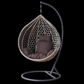 Garden Line ZÁVESNÁ STOLIČKA VEĽKOSŤ L ŠEDÁ, ŠEDÝ VANKÚŠ, TMAVOSEDÝ RÁM