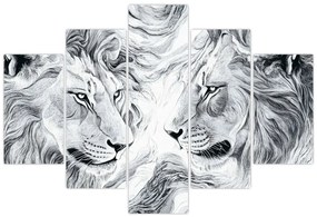 Obraz - Kreslené levie hlavy (150x105 cm)