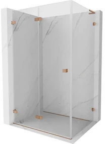 Mexen Lunar-F L, skladací sprchový kút ľavý 80 x 70 cm, 8mm číre sklo, profil medená matná, 836L-080-070-65-00-L