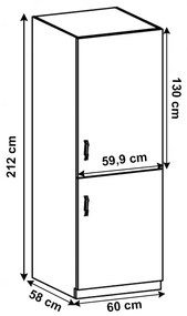 Kuchynská skrinka na vstavanú chladničku D60ZLP Sillina (sosna andersen). Vlastná spoľahlivá doprava až k Vám domov. 1015041