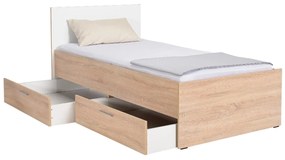 Jednolôžková posteľ 90 cm Vobima 2 (dub sonoma + biela) (s roštom) (s úlož. priestorom). Vlastná spoľahlivá doprava až k Vám domov. 1094834