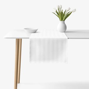 Goldea sviatočný damaškový behúň na stôl - biele saténové prúžky 35x160 cm