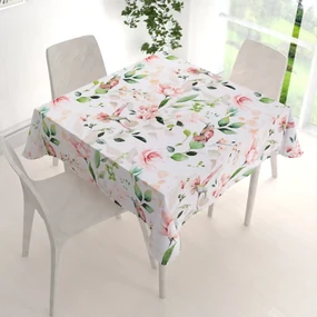 Biante Bavlnený štvorcový obrus Sandra SA-432 Vtáci medzi kvetmi 100x100 cm