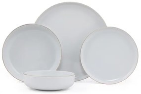 Jedálna súprava 24 ks biela/zlatá/porcelán