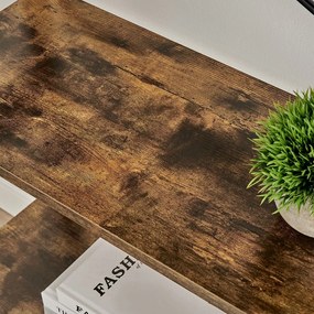 Rebríková polica, 4-úrovňový regál, bambusový rám, rustikálna hnedá