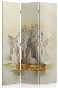 Ozdobný paraván, Dva andělé - 110x170 cm, trojdielny, klasický paraván