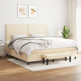 Boxspring posteľ s matracom krémová 200x200 cm látka 3136546