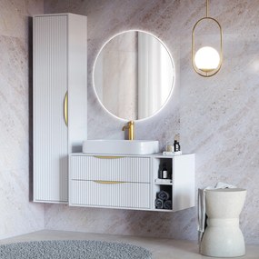 Závěsná skříňka pod umyvadlo Avila s deskou 80 cm bílá/zlatá