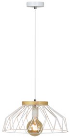 Visiaca lampa, biela/prírodná, drevo/kov, TREX TYP 2