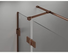 Mexen Lunar T, sklápací sprchový kút ľavý 130 x 100 cm, 8mm číre sklo, profil ružové zlato, 834T-130-100-60-00-L