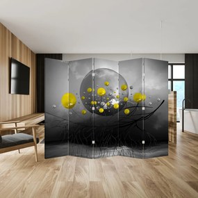 Paraván - Žlté abstraktné gule (210x170 cm)