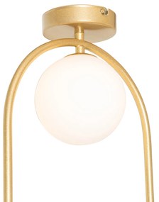 Stropná lampa v štýle Art Deco zlatá s bielym sklom - Isabella
