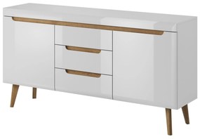 Komoda Nordi 160 cm so zásuvkami biela/dub Riviéra