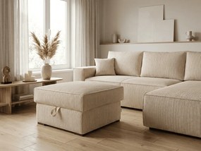 AKCIA Krémový taburet SMART COSARO s úložným priestorom 65x65 cm II. akosť