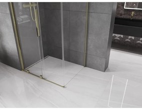 Mexen Velar, sprchový kút s posuvnými dverami 100(dvere) x 120(stena) cm, 8mm číre sklo, zlatá lesklá, 871-100-120-01-50