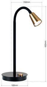 Orion - Stmievateľná flexibilná stolná lampa DOTTY 1xGU10/10W/230V čierna/mosadz