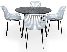 Noela Záhradný jedálenský set Wilder + 4x stolička GABY sivá