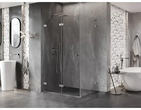 Mexen Lunar-F L, 1-krídlový sprchový kút so skladacími dverami, ľavý, 95 x 80 cm, 8mm číre sklo, chrómový profil, 836L-095-080-01-00-L