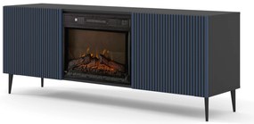 TV skrinka/stolík s elektrickým krbom FPB 2D 170 C Rowanna (čierna + tmavomodrá). Akcia -20%. Vlastná spoľahlivá doprava až k Vám domov. 1125095