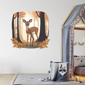 100x100cm Srnka v lese - textilná nálepka na stenu Veľkosť: 100 cm