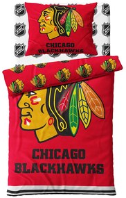 NHL Mikroplyšové obliečky Chicago Blackhawks 140x200/70x90 cm