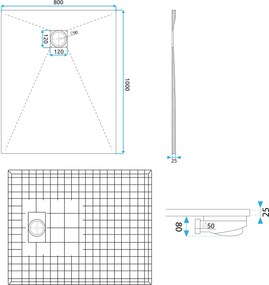 Rea Magnum Black, sprchová vanička 1000×800×25 mm, čierna matná, REA-K3907