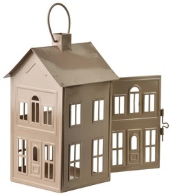 Kovová lucerna Roger 14,8x14,3x26,8 cm béžová